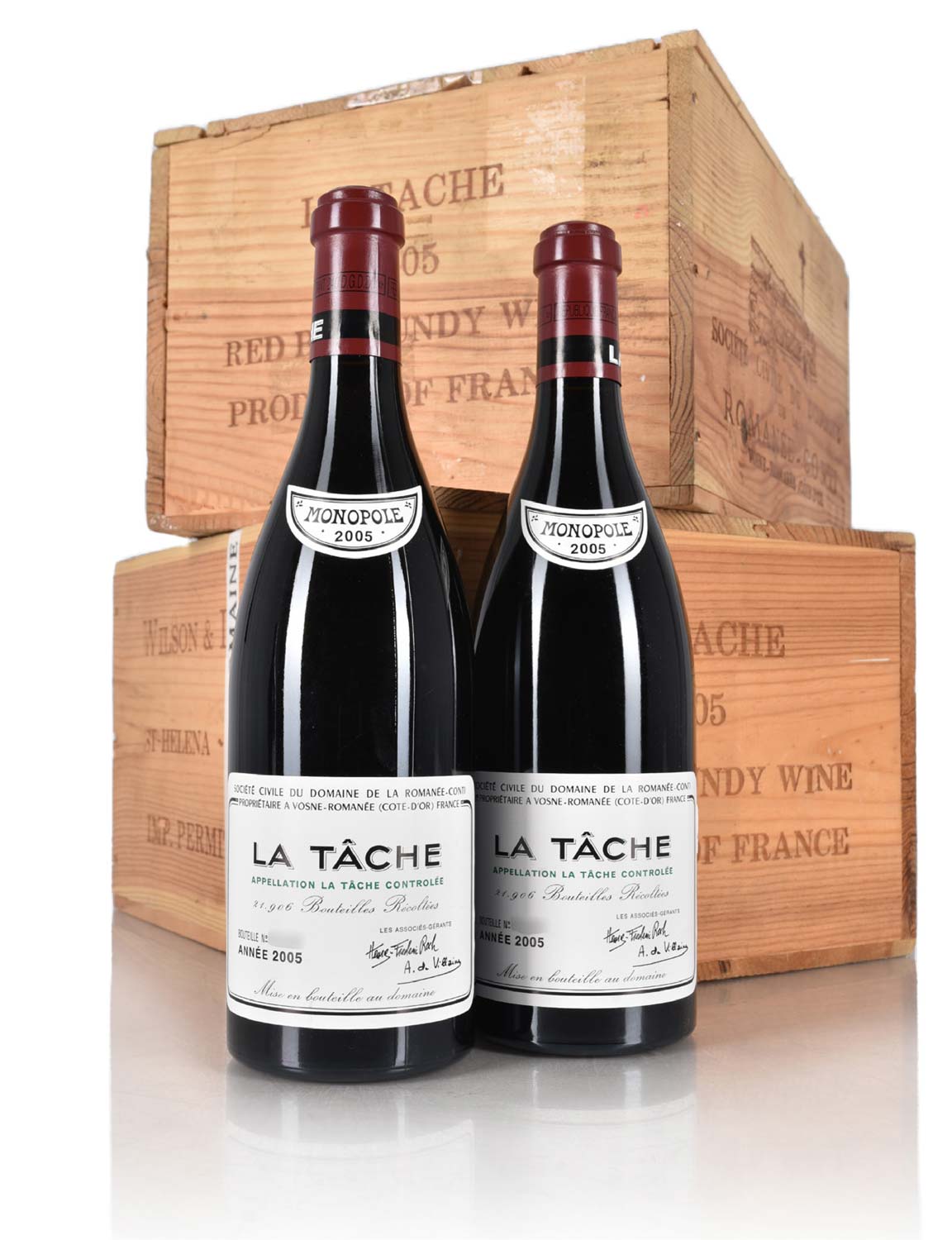 Lot 1051: 12 bottles 2005 DRC La Tache in banded OWC